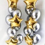 Chrome Silver lytex & Gold Star Foil Balloons Bouquets
