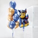Paw Petrol With Chrome Gold & Blue Balloons Bouquets