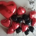 Red Heart Foil & Black Lytex Ceiling Balloons